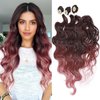 HANNE Synthetic Hair Bundles with Closure Body Wave Hair Extensions 18"20"22" with Lace Closure Heat Resistant Colorful Synthetic Bundles
