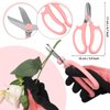 WILLBOND 11 Pcs Rose Thorn Remover Valentine Leaf Stripping Tool Garden Pruning Shear Scissors Kit Floral Gloves and Floral Tape for Outdoor Gardening Flower Arrangement Florist Supplies (Pink, Green)