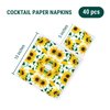 Beverage Napkins SUNFLOWERS ON WHITE 40pcs 5x5 Paper Cocktail Napkins, Sunflower Napkins, Fall Napkins, Thanksgiving Paper Napkins, Decorative Napkins for Decoupage, Thanksgiving Cocktail Napkins