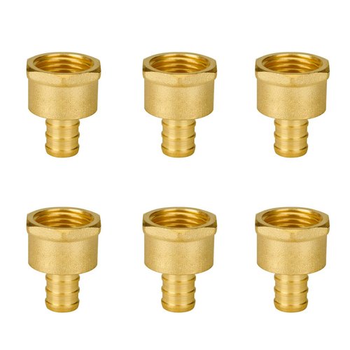 1/2" Pex Fittings, SUNGATOR 1/2 Pex Female Adapter, PEX 1/2" x 1/2" NPT Female Threaded Adapter, 1/2" Pex to 1/2" Female NPT, No Lead Brass 1/2" Pex Fittiings Set, ASTM F1807(6 Pack)