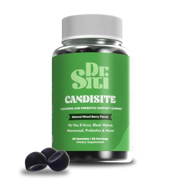 Dr. Siti Candisite Gummies | Candida Support Gummies for Gut Health Support | 10-in-1 Advanced Formula - Wormwood, Black Walnut, PAU D’Arco | Supports Digestive & Microbial Balance