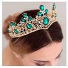 Olbye Wedding Tiara Green Crystal Crown for Women and Girls Queen Crowns and Tiaras Baroque Crown Gold (Style2)
