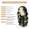 msloosily Highlight Synthetic Body Wave Wig Green Skunk Stripe Wig Synthetic Lace Front Wigs For Black Women 22inch Black And Green Wig Middle Part Wigs Fake Scalp Wavy Wig