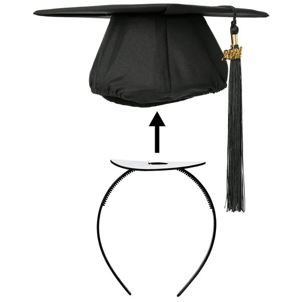 NUJOLI Graduation Cap Headband, Grad Cap Headband Insert Secures Your Graduation Cap and Hairstyle Hat Accessories Hairband for Graduates Students Women Black