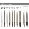 YAKAMOZ 10-Piece Mini Diamond Needle File Set 2x100mm Small Metal Riffler Files Jewelers File Precision Hand Tools for Glass Wood Stone Jewelry - Round Triangular Square Flat Shape