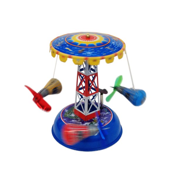 Off the Wall Toys Vintage Style Tin Toy Space Capsule Carousel