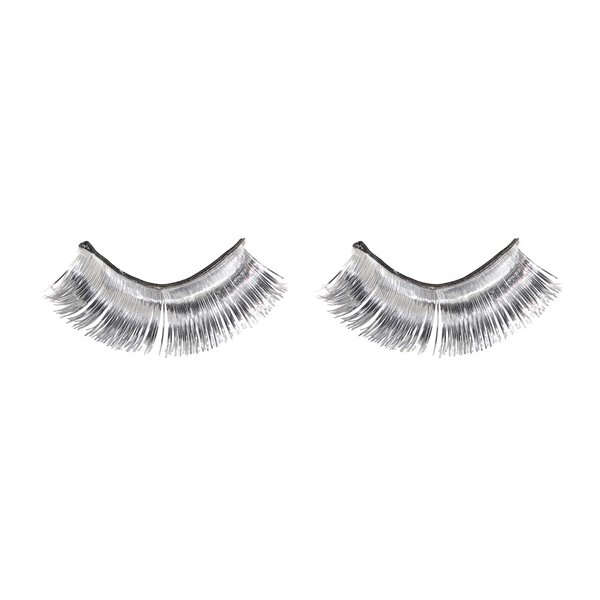 Silver Tinsel False Eyelashes - 0.5" x 1" (1 Pair) - Stunning Lashes For Parties & Festivals