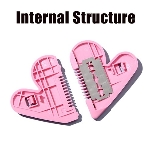 Booge Peach Heart Double Sided Hair Trimmer with 10 Razor Blades for Women, Girls