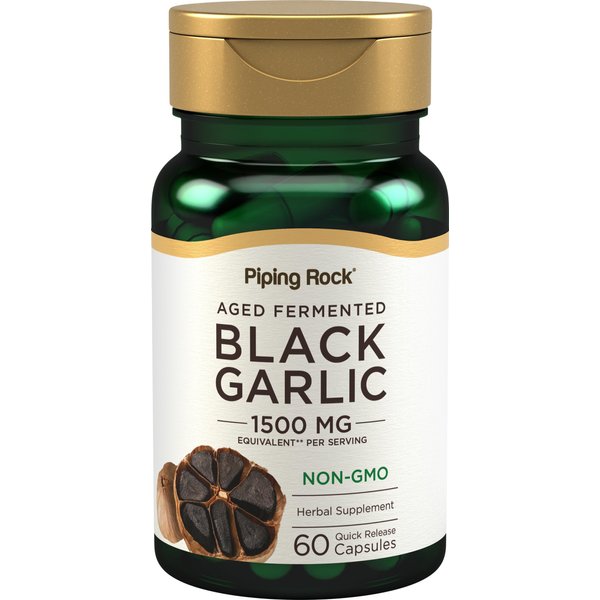 Piping Rock Black Garlic Supplement 1500mg | 60 Capsules | Aged and Fermented | Non-GMO, Gluten Free