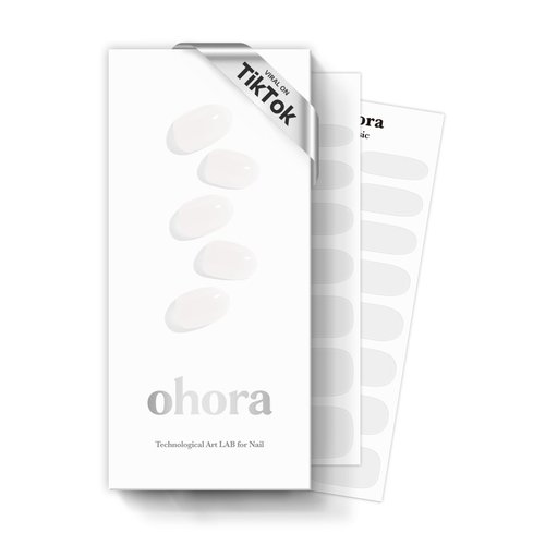 ohora Semi Cured Gel Nail Strips (N Bare Crystal) - Works with Any Lamps, Salon-Quality, Long Lasting, Easy to Apply & Remove - Includes 2 Prep Pads, Nail File & Wooden Stick
