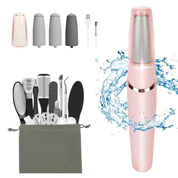 Electric Callus Removers for Feet, Smooth Pedicure Wand Rechargeable Electric Foot Callus Remover Pedicure Kits with16 in 1, Removes Dry Skin for Smoother Feet Ideal Gift, Foot Care(Upgrade Version)