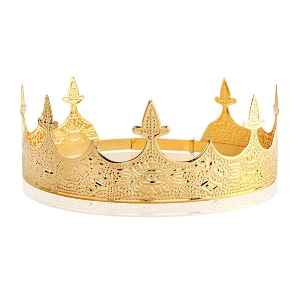 YOVECATHOU Crown Hair Jewelry Royal King Diadem Men Metal Big Tiaras For Wedding Prom Bridal Party Costume Christmas (Gold)