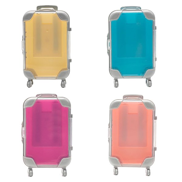 ASUNFO 4 Pcs False Eyelashes Packaging Box Plastic Mini Suitcase Favor Box Lashes Candy Trolley Empty Case for Women Travel Eyelash Tray