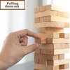 KS Tumbling Tower Game 72 Pieces Challenging Building Blocks Wood Stacking Balancing Backpacking Night Game for House Parties Holiday Travel Set - Pack of 1 with Custom KS Luggage Tag
