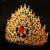JORCEDI Women Rhinestone Hair Comb Jewelry Bridal Wedding Tiara Ornament Headpiece For Women Brides Prom Wedding Birthday Party (Gold With Colorful Stone)