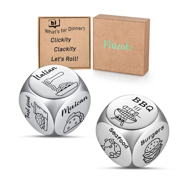 2 PCS Food Decision Dice Funny Stocking Stuffers for Women Men White Elephant Adults Family Couples Games Gag Date Night Ideas Wife Husband Boyfriend Girlfriend Valentines Anniversary