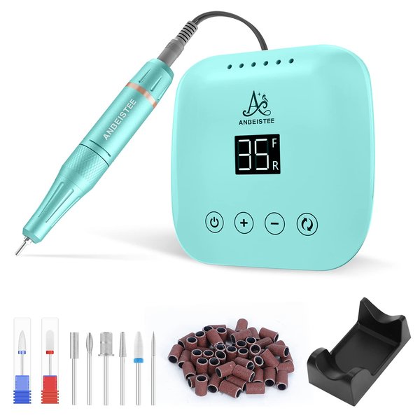 ANBEISTEE Professional 35000 RPM Electric Nail Drill, Portable Nail File Kit for Any Manicure, Pedicure, Acrylic Nails Gel Polishing Removing, Designed for Salon, Home, Gift Giving, Green