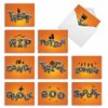 The Best Card Company - 10 Halloween Note Cards Assorted (4 x 5.12 Inch) - Fun and Spooky Kids Cards, Boxed Set - Spooky Words AM6123HWG-B1x10