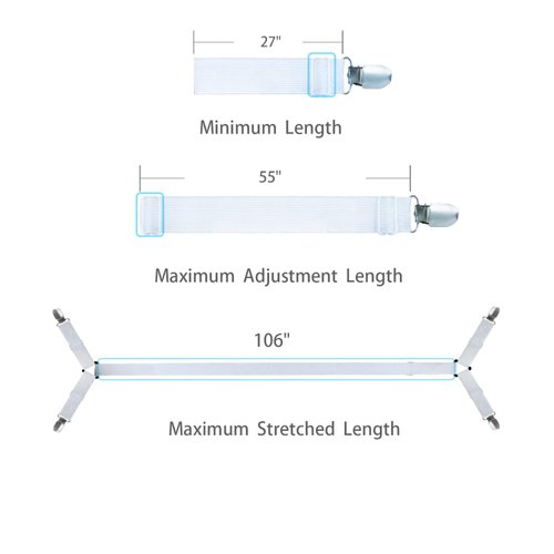 Bozenu Bed Sheet Straps/Fitted Sheet Holders for Corners - Keep Your Bed Sheets Firm & Tight with Premium Bed Scrunchies, Sheet Clips White-2Pack