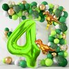 LEBERY Dinosaur Number 4 Ballloon, 40 Inch Green Number 4 Balloon, Mini Dino Foil Balloons Baby Dinosaur Balloons for Kid Dino Theme Jungle 4th Birthday Baby Shower Party Decorations