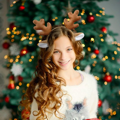 Dolkoic Cute Headband Reindeer Antlers Headband for Halloween Christmas Party Cosplay Costume Makeup Washing Face