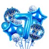 Chaungfu Balloons, 11 pcs Foil Balloons 7 Year Old for 7st Birthday Party Supplies Decoration， Confetti Balloon Kids Party Balloons Party Supplies 7 Years Old Birthday Balloon for Kids (7th, Blue)