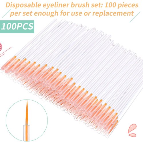eBoot 100 Pack Disposable Eyeliner Brush Applicator Cosmetic Eye Wands Makeup Tool (Clear)