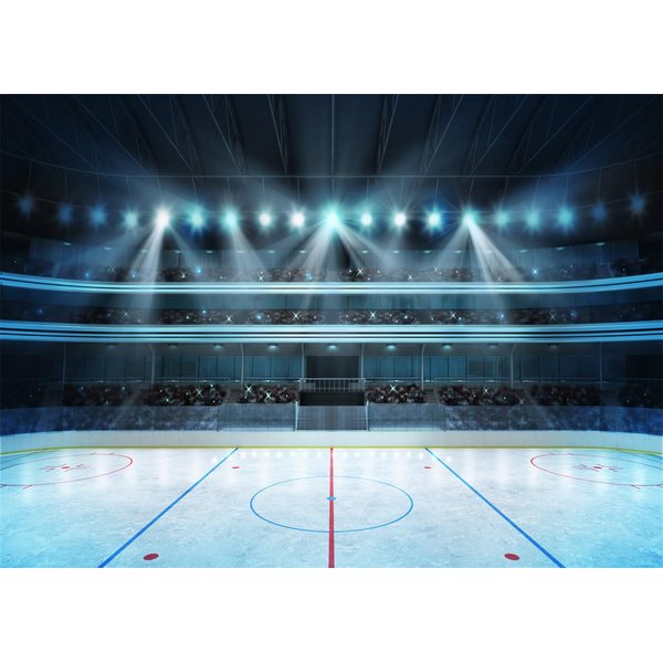 Fmarui Hockey Stadium Backdrop Ice Rink Ssport Arena Photography Background Kids Birthday Photoshoot Hockey Party Decoration Studio Props, 7X5FT