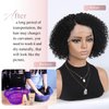 Fancy Hair Human Hair Lace Front Wigs Kinky Curly Wig Glueless Side Part Brazilian Virgin Human Hair Curly Bob Wigs with Baby Hair for Black Women (Natural Color,12 Inch)