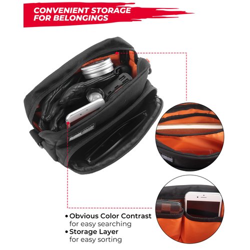 KEMIMOTO Motorcycle Bag, Motorcycle Handlebar Bag, Universal Handle Bar Bag, Tool Bag, Bicycle Bar Bag, Front Fork Storage Accessory Bag, Sissy Bar Bag Compatible with Cruiser Softail Dyna Sportsters