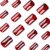 24Pcs Wine Red Press on Nails Cat Eye Fake Nails Medium Square Fake Nails with Glitter & Gradient Designs Glossy Acrylic Nails for Women and Girls Full Cover Stick on Nails for Women and Girls