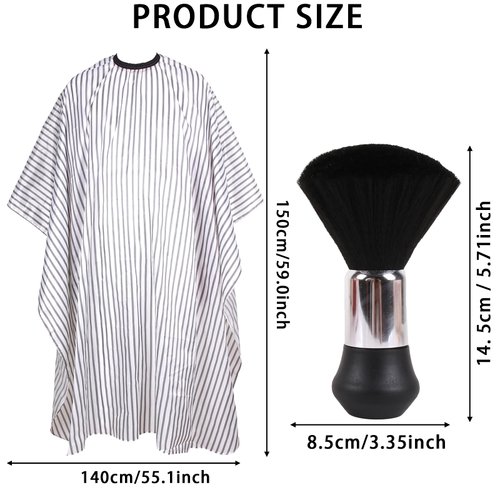 EHJYO Barber Cape Professional Hair Cutting Cape with Neck Duster Brush, Waterproof Salon Cape, Hair Cutting Accessories-Stripe