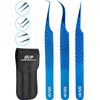 Lash Extension Tweezer, Eyelash Tweezers for Extensions, Precision, Lashing Tweezers 3PC Set, L-Shaped Boot Volume Dolphin Isolation (Blue)