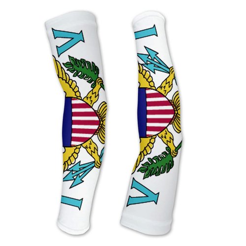 ScudoPro Virgin Islands - US Flag Compression Arm Sleeves UV Protection Unisex - Walking - Cycling - Running - Golf - Baseball - Basketball - Size XS