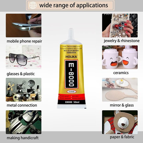 E8000 Jewelry Rhinestones Glue,High Performance Liquid Glue,Inlay Glue, Pendant Adhesive,50g Craft Adhesive Glue with Precision Tip Multifunctional Fabric Glue