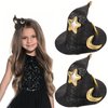 Kistreao Halloween Witch Hat Hair Clips 2Pcs Mini Top Hat Hair Barrettes for Women Star Moon Girls Hair Accessories for Halloween Party Decorations Supplies Black