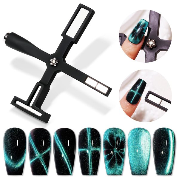 SUPWEE 5 in 1 Nail Magnet Tool for Cat Eye Gel Nail Polish Multi-Function Magnetic Stick for Nails Strong Magnetism for 9D Strip Galaxy Cat Eye Nail Art Design DIY Home Manicure