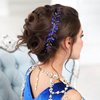 Dizila 7 Pieces Royal Blue Party Prom Wedding Bridal Crystal Rhinestone Vine Leaf Hair Side Combs + Rhinestone U-shaped Hair Pins Headpieces for Brides Bridesmaids Women Girls
