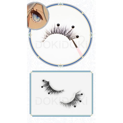 KIRA KIRA Game Genshin Impact Cosplay Focalors Black False Eyelashes With Rhinestones Doki Furina Fontaine Eyelashes for Women Cosplay Accessories Props