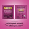 Twinings Darjeeling Tea - A Delicate, Dry Black Tea, Sophisticated Coffee Alternative with Less Caffeine, Individually Wrapped Tea Bags, 20 Count (Pack of 2)