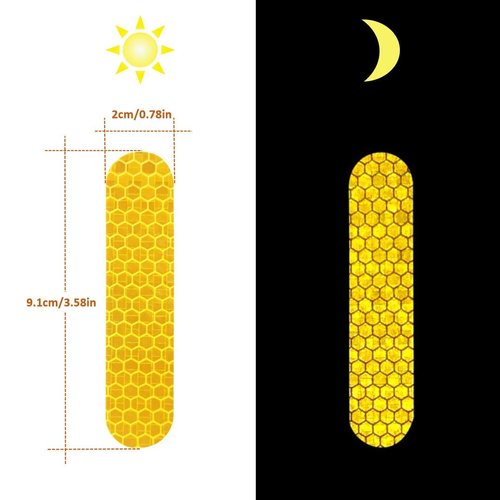Glodorm MORICHS 20 PCS Universal Self-Adhesive Night Reflective Stickers for Electric Scooter Waterproof Warning Strip for Scooter Decoration Accessories (Yellow)