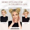 RUWISS 2 Pcs Mini Claw Clip Hair Bun Hair pieces Human Hair Space Buns Clip in Messy Cat Ears Hair Bun Extensions Updo Hairpieces for Women Girls (Pack of 2, Dark Brown)
