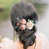 Fangsen Wedding Boho Pink Rose Babysbreath and Eucalyptus globulus Flower Hair Comb Bridal Headpiece Floral Hair Accessories for Brides and Bridesmaids Silver (Ivory)