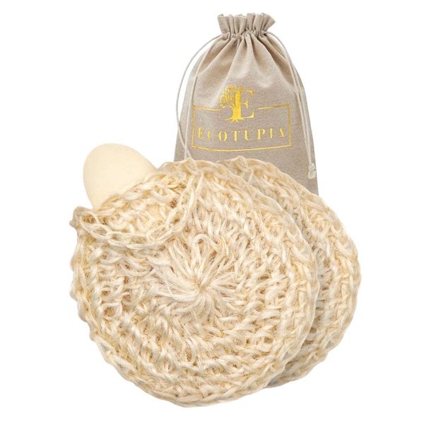 Natural Handwoven - Sisal Loofah Made from Premium Agave Fibers - Arabic - Turkish Style Shower Loofahs Sponge with Soap Pocket - Exfoliating Body Scrubber - Organic Luffa (2-Pack)