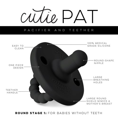 Ryan & Rose Cutie PAT Pacifier Teether (Stage 1, Black)