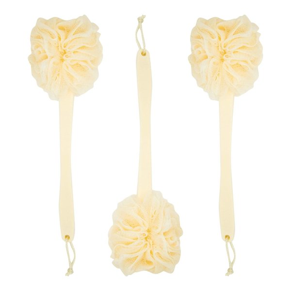3 Pack Long Handled Loofah Back Scrubber, Exfoliating Body Sponge for Shower, Bath (18 in)