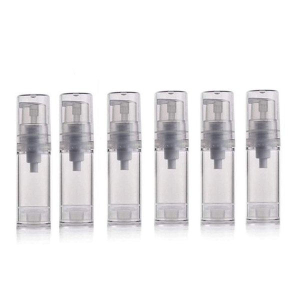 5ML Airless Pump Bottle-Empty Refillable Airless Vacuum Pump Cream Lotion Bottle Travel Bottles Toiletries Liquid Container for Cosmetic Make-up Pack of 6 (Transparent)