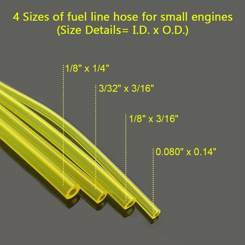 HUZTL Fuel Line Hose Kit 3/32" x 3/16" 1/8" x 3/16" 1/8" x 1/4" .080" x .140" for Poulan Craftman Chainsaw String Trimmer Blower Small Engine Fuel Hose (5 feet each)