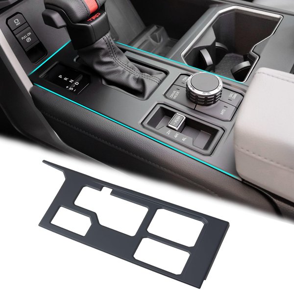 JDMCAR Central Control Gear Shift Panel Trim Cover Compatible with 2022 2023 2024 Toyota Tundra/Sequoia Accessories, Gear Shift Control Anti-Scratch Panel Decorative Sticker -Matte Black