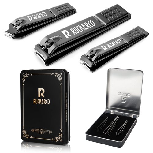 Nail Clippers Set Matte Stainless Steel 3 pcs fingernail Clippers &Slant EDG Toenail Clipper Cutter Metal Case .The Best Gift Nail Clippers for Men and Women
